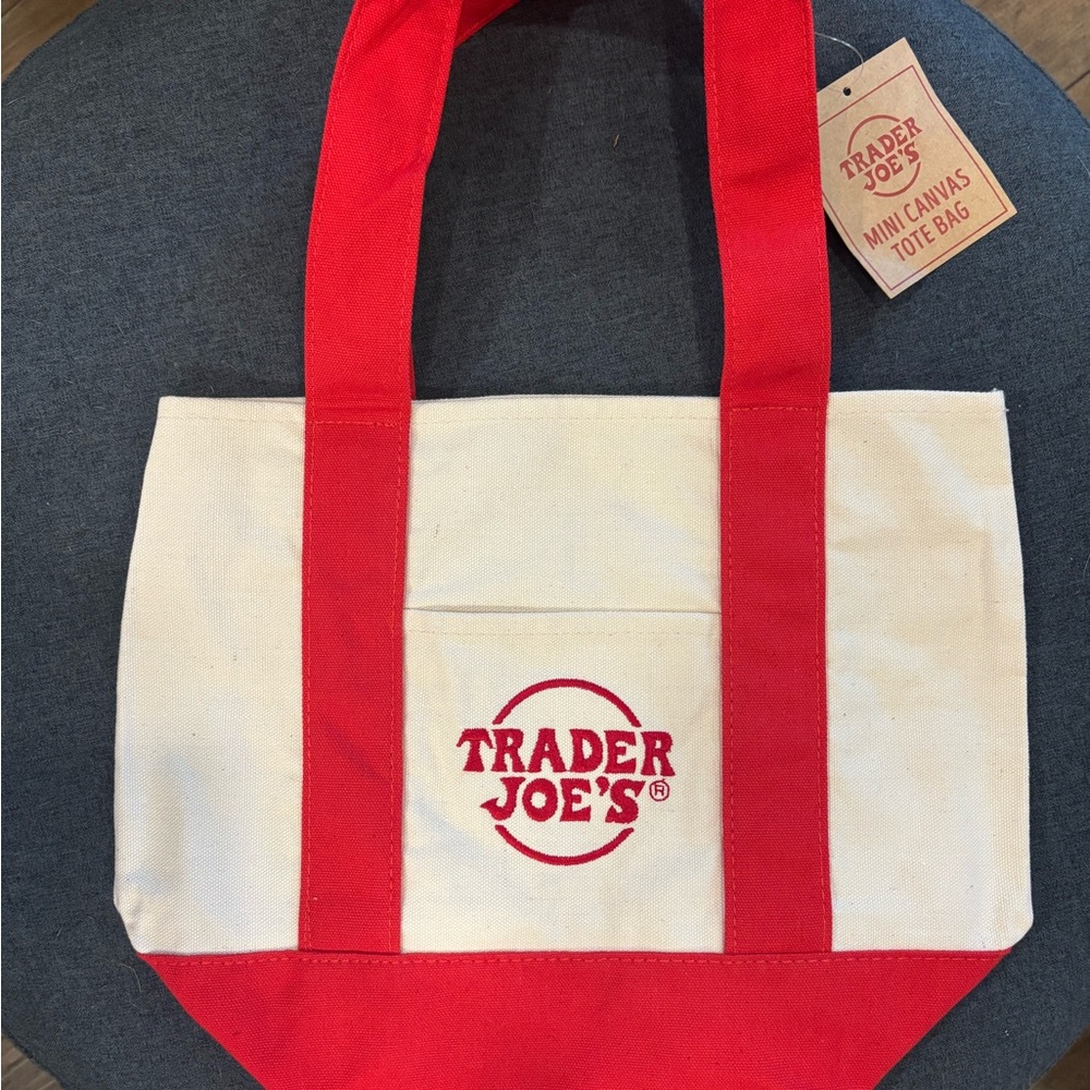 Red and Cream Canvas Tote Bag mini
